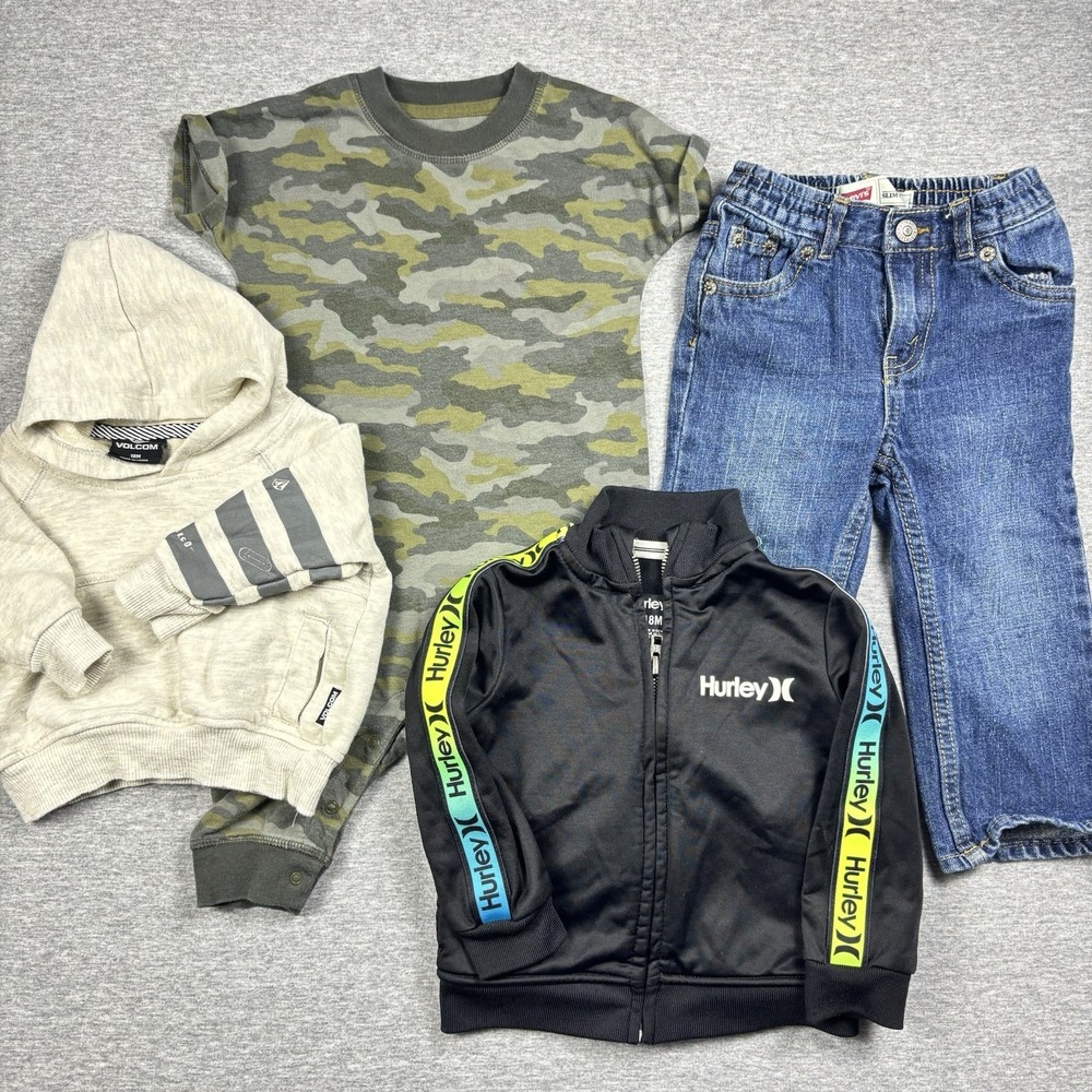 Boys Clothing Lot 18 Months Levi's Jeans Hurley Volcom Hoodie Cat & Jack 4 Items